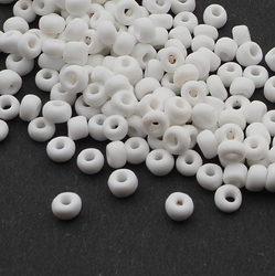 Lot (300) vintage Czech white rondelle glass seed beads 1-3mm