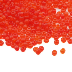 Lot (650) Czech vintage transparent orange red glass seed beads