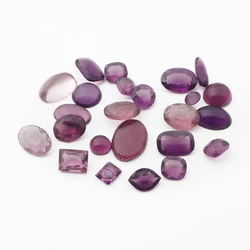 Lot (24) Czech vintage purple pink glass rhinestones cabochons