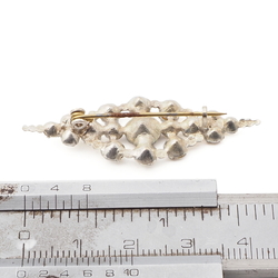 Vintage Czech black clear glass rhinestone filigree pin brooch