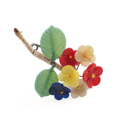 Vintage Deco Czech lampwork glass bead flower pin brooch 1920's