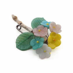 Vintage Czech lampwork glass bead flower pin brooch 1920's Deco