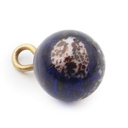 Antique Czech spatter marble cobalt blue lampwork glass ball button 12mm
