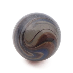 Antique Czech blue brown swirl opaline ball glass button 11mm