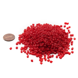 Lot (1250) Czech vintage red bugle seed glass beads 2 - 4mm