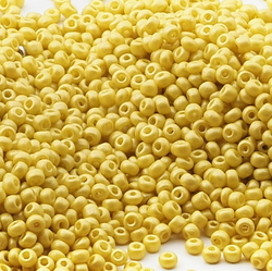 Lot (2300) Czech vintage yellow mustard rondelle glass seed beads 1.5mm