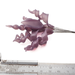 Lot (9) lampwork purple opaline glass spiral petal flower part headpin glass beads