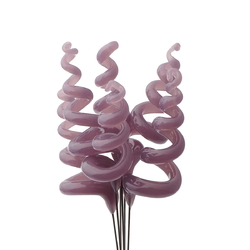 Lot (6) opaline purple lampwork glass spiral flower part headpin glass beads