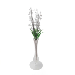 Czech lampwork glass bead white bell flower stem decoration