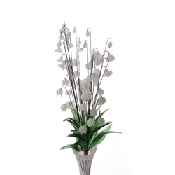 Czech lampwork glass bead white bell flower stem decoration