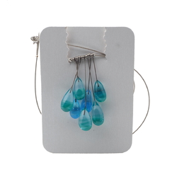 Czech lampwork bicolor teardrop pendant glass bead necklace