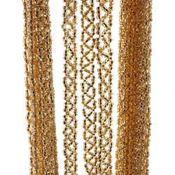 Lot (10) vintage Czech gold lined topaz glass seed bead clothing fringes necklace elements