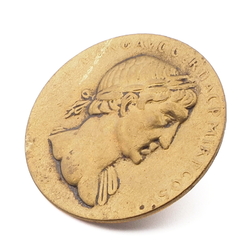 Vintage gold tone metal Roman Denarius coin button 27mm