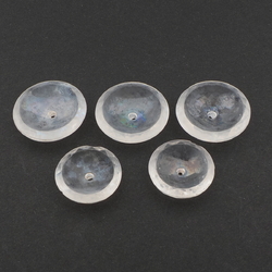 Lot (5) Vintage Deco Czech clear faceted rosarian glass button elements reclaimed
