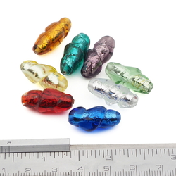 Lot (8) Czech silver lined oval twist lampwork glass beads 