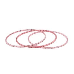 Lot (3) antique Czech pink faceted glass bangles hoops gold gilt