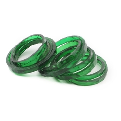 Lot (9) antique Czech green faceted glass bangles hoops