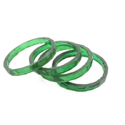 Lot (4) antique Czech green faceted glass bangles hoops