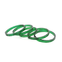 Lot (5) antique Czech green faceted glass bangles hoops 53mm