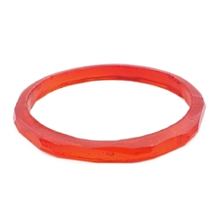 Antique Czech red faceted glass bangle hoop 45mm