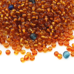 Lot (800) vintage Czech topaz glass seed beads 2-4mm