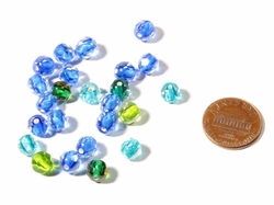 RESERVED LIZ (24) Austrian D.S antique faceted bicolor lined glass beads 6mm
