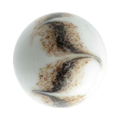 Large Vintage Czech white feather marble lampwork round glass bead 20mm