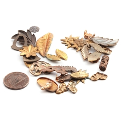 Lot (32) Vintage Czech assorted metal flower leaf scroll jewelry stampings findings