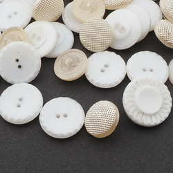 Lot (40) vintage Czech pearl coated and white satin glass buttons