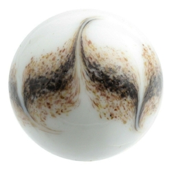 Large Vintage Czech white feather marble lampwork round glass bead 20mm