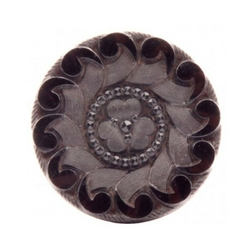 Rare Antique Victorian Czech lacy clover black glass button 32mm