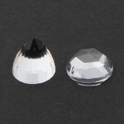 Lot (2) Czech vintage round faceted domed clear flatback glass rhinestones