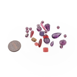 Lot (24) Czech vintage purple pink violet glass rhinestones beads cabochons