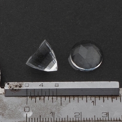 Lot (2) Czech vintage round faceted domed clear flatback glass rhinestones