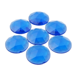 Lot (7) Large Czech vintage round faceted blue flatback glass rhinestones 25mm