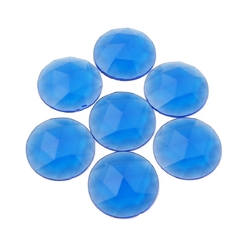 Lot (7) Large Czech vintage round faceted blue flatback glass rhinestones 25mm