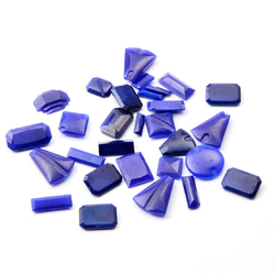 Lot (29) Czech vintage Art Deco cobalt sapphire blue glass rhinestones cabochons