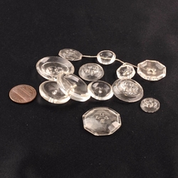 Lot (12) Czech 1920s Deco vintage faceted crystal clear glass buttons