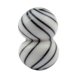 Vintage lampwork black striped white dumb bell glass bead 21mm