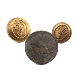 Lot (3) Vintage German brass metal military uniform replica coin buttons