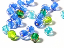 RESERVED LIZ (24) Austrian D.S antique faceted bicolor lined glass beads 6mm