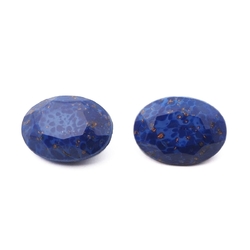 Lot (2) Czech vintage blue Lapis Lazuli oval glass rhinestones 18x13mm