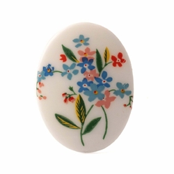 Vintage wild flowers porcelain picture cabochon 40x30mm