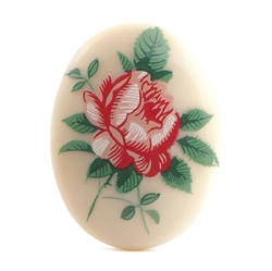 Vintage porcelain picture cabochon rose flowers 40x30mm