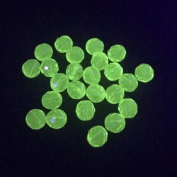Lot (24) Czech vintage uranium round faceted glass beads 10mm